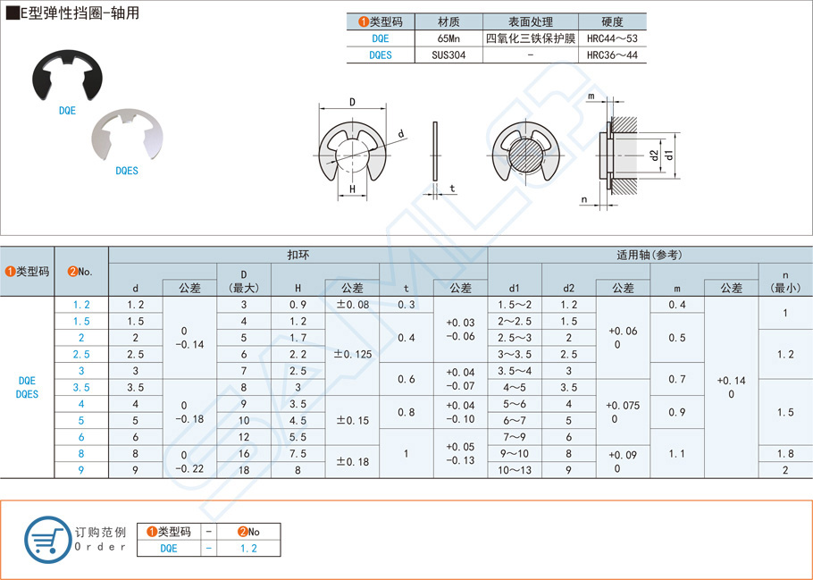 E型轴用弹性挡圈,卡簧,卡扣规格参数尺寸材质