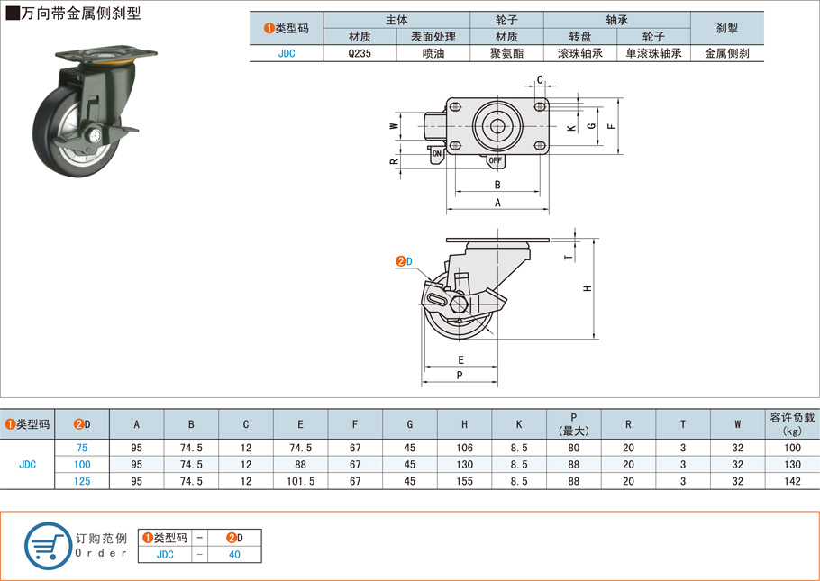 万向带金属侧刹型中载型脚轮在工具柜的详细应用