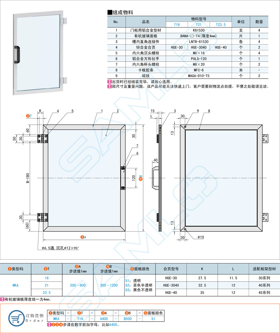 门组件-铝合金门规格参数尺寸材质