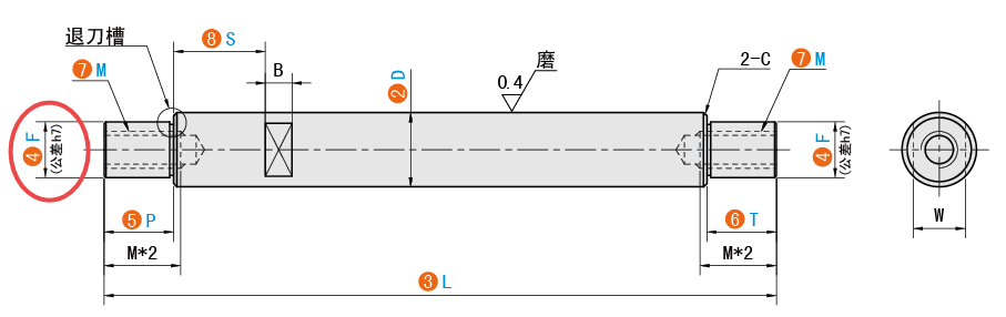 F（左台阶直径）