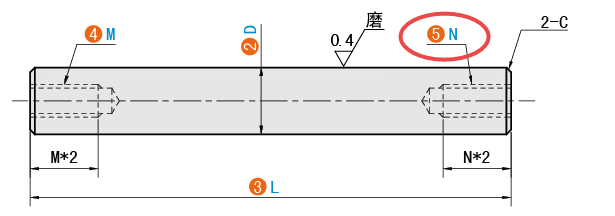 N（右边螺纹孔）